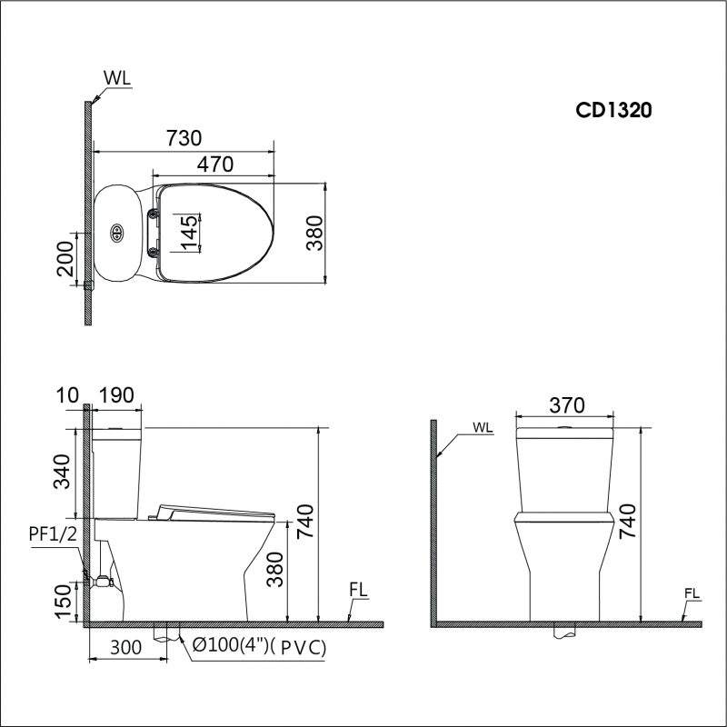 Bản vẽ kích thước CD1320