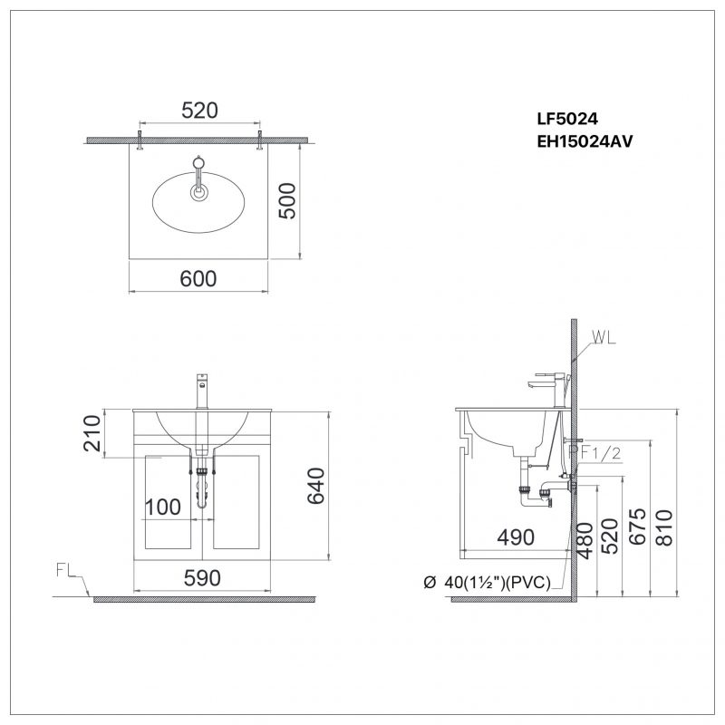 Bản vẽ kích thước LF5024/EH15024AV