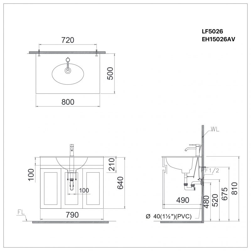 Bản vẽ kích thước LF5026/EH15026AV