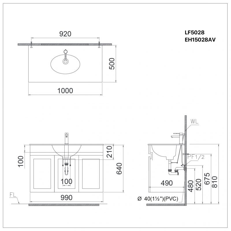 Bản vẽ kích thước LF5028/EH15028AV