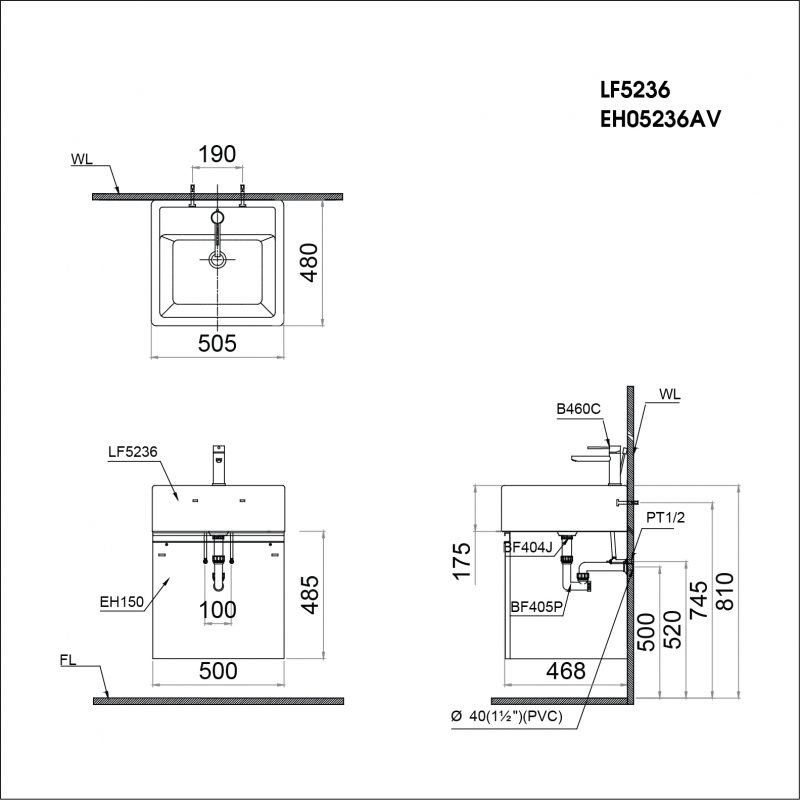 Bản vẽ kích thước LF5236/EH05236AV