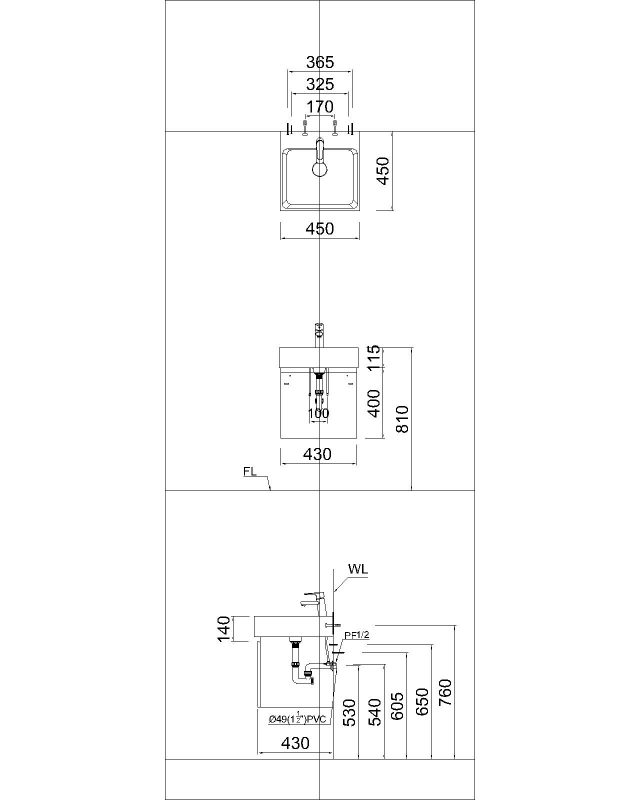 Bản vẽ kích thước LF5255/EH05255AW