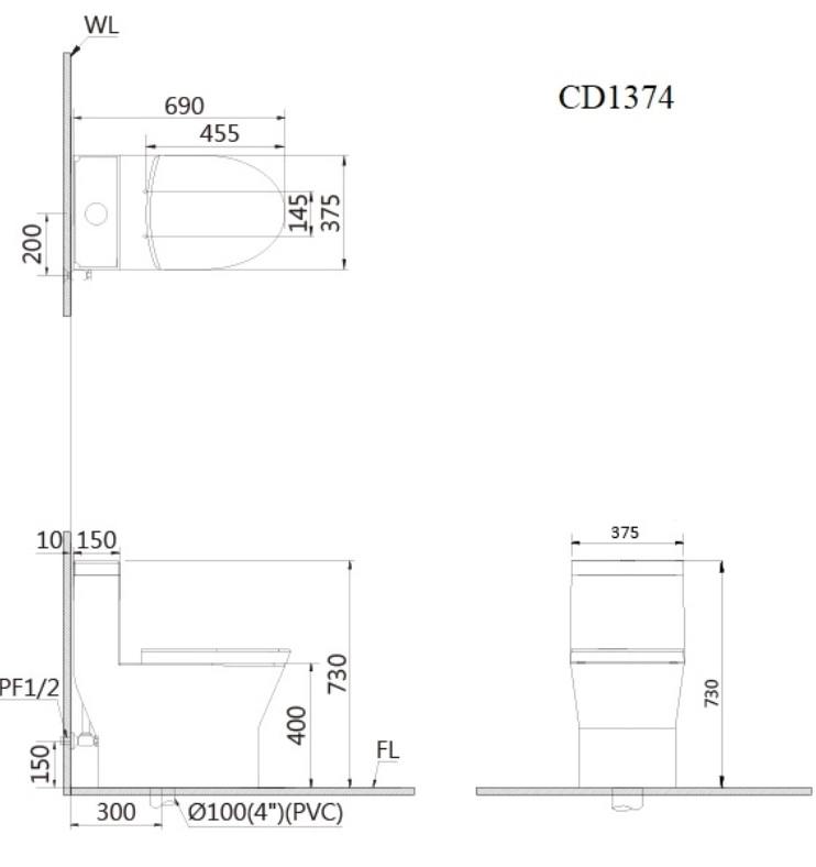 Bản vẽ kích thước CD1374