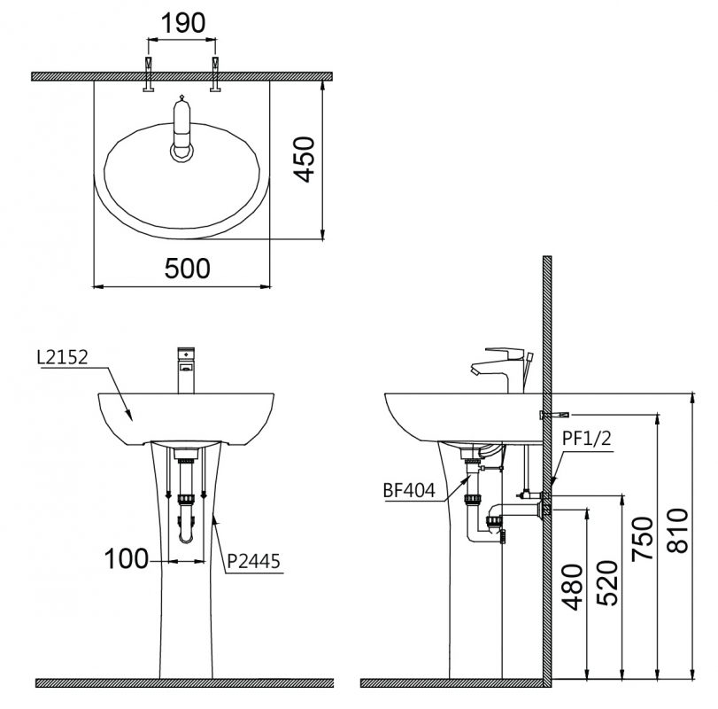 Bản vẽ kích thước L2152/P2445