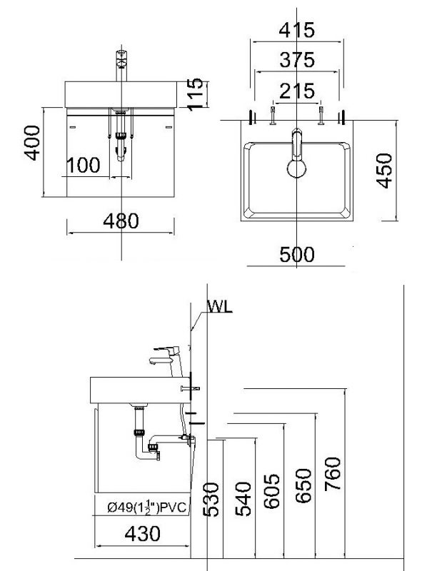 Bản vẽ kích thước LF5253/EH05253AW
