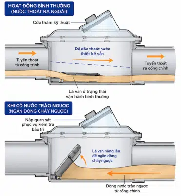 van ngăn triều cường bằng nhựa