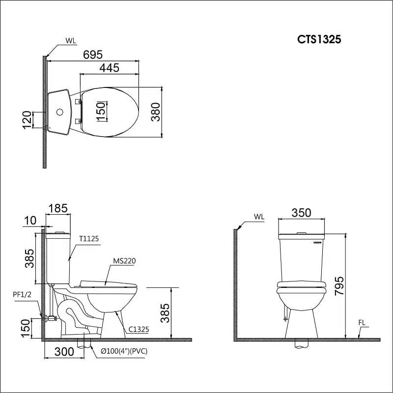 Bản vẽ kích thước CTS1325