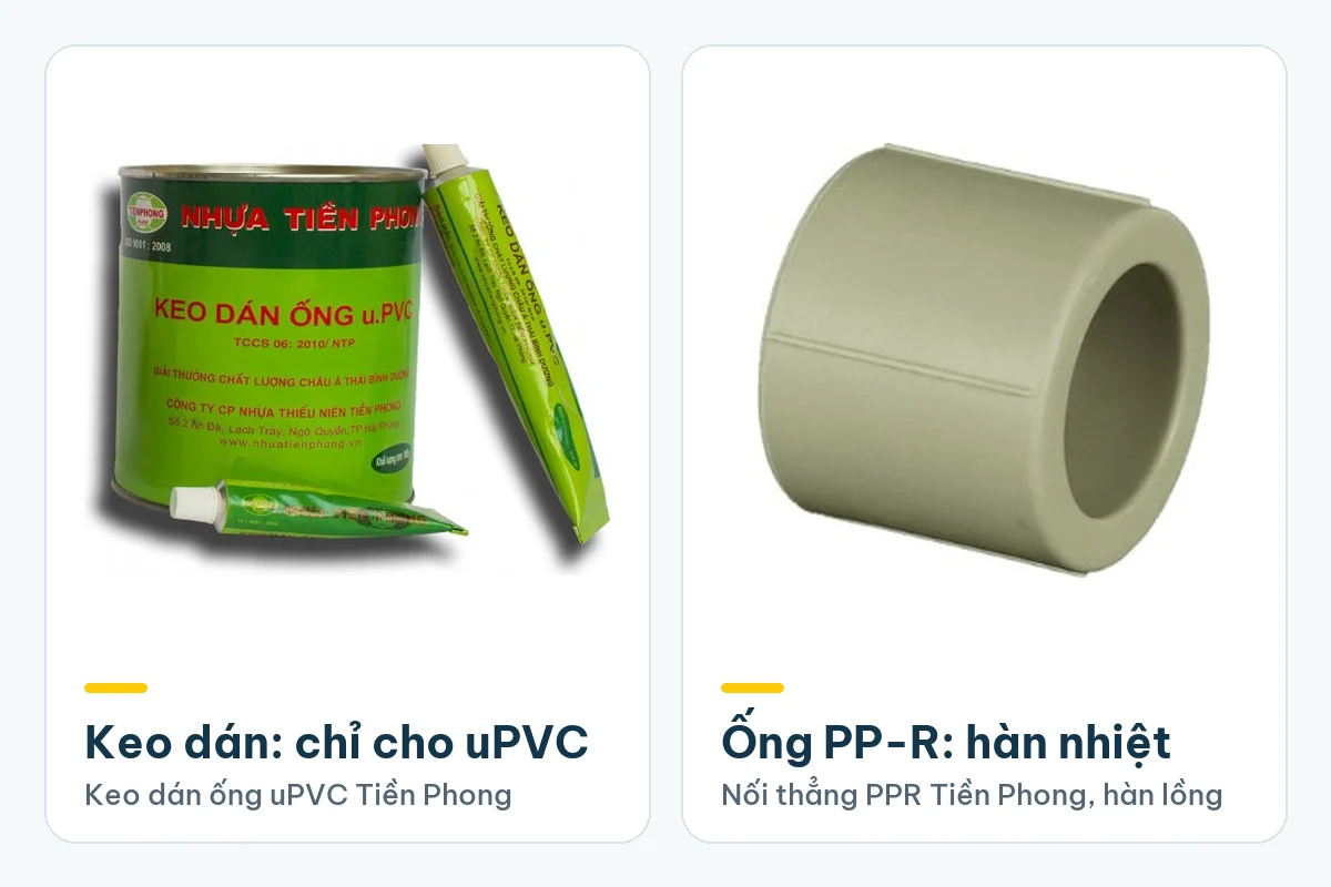 Ống nhựa PPR có dán keo được không? Cách nối ống PPR đúng 1 Keo dán ống uPVC Tiền Phong và nối thẳng PPR Tiền Phong hàn nhiệt