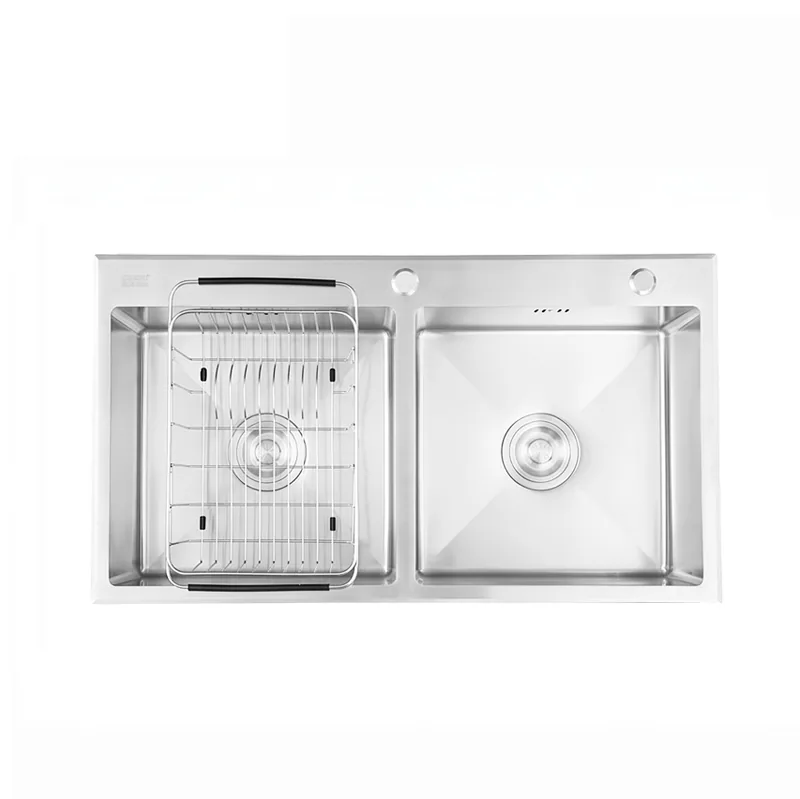 Chậu rửa chén inox 2 hộc mài vát cạnh Caesar KSH02H082SE